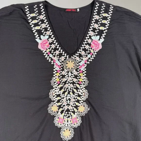 Johnny Was Blouse Tunic Top V-Neck Embroidered Floral Boho Cottage Core Size 2X - Picture 2 of 9